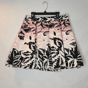 Express Skirt Pink Black White Pleated Skater Rear Zip